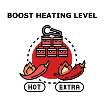 Boosting heating level with spicy chili peppers Stock Illustration