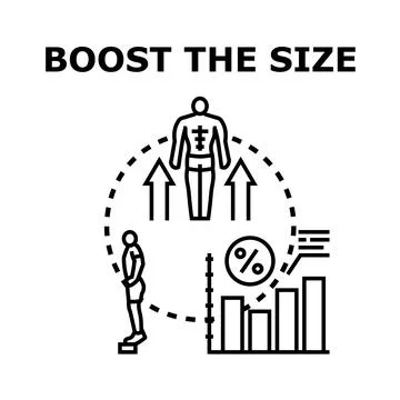 Boosting human body size and muscle growth progress Stock Illustration