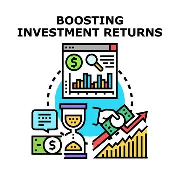 Boosting investment returns concept increasing financial growth Stock Illustration
