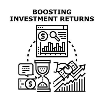 Boosting investment returns concept increasing financial growth Stock Illustration