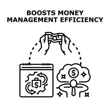 Boosting money management efficiency and financial planning concept Stock Illustration