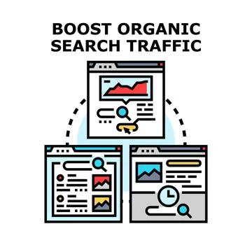 Boosting organic search traffic through effective content and analytics Stock Illustration