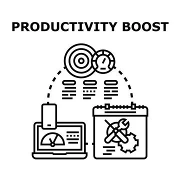 Boosting productivity concept managing tasks and business goals Stock Illustration