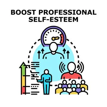 Boosting professional self esteem through development training coaching Stock Illustration