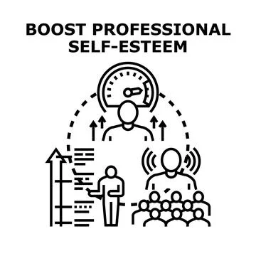 Boosting professional self esteem through development training coaching Stock Illustration