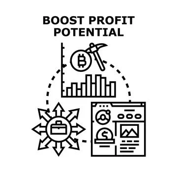 Boosting profit potential in cryptocurrency mining and business strategy Stock Illustration