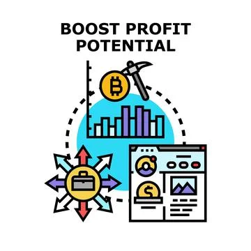 Boosting profit potential in cryptocurrency mining and business strategy Stock Illustration