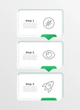 Boosting promising startup green vertical infographic 3 steps Stock Illustration