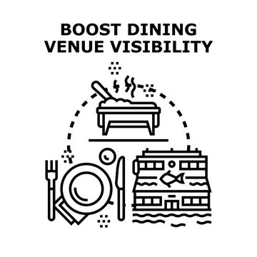 Boosting restaurant visibility for dining venue marketing Stock Illustration