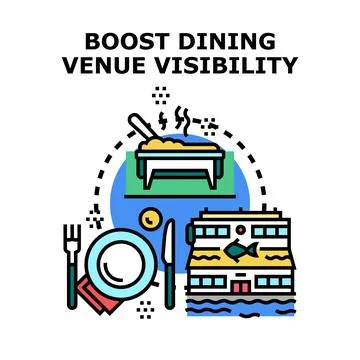 Boosting restaurant visibility for dining venue marketing Stock Illustration