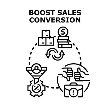 Boosting sales conversion rate and business growth strategy Stock Illustration