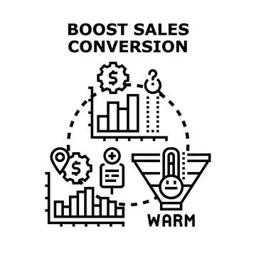 Boosting sales conversion strategy improving business performance Stock Illustration