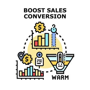 Boosting sales conversion strategy improving business performance Stock Illustration