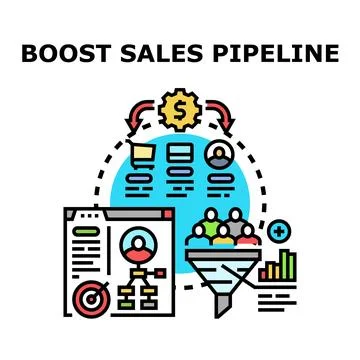 Boosting sales pipeline process concept illustration Stock Illustration