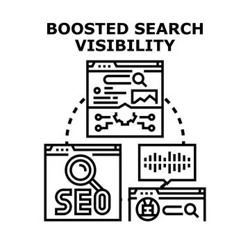 Boosting search engine optimization for online visibility Stock Illustration