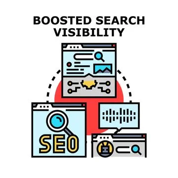 Boosting search engine optimization for online visibility Stock Illustration