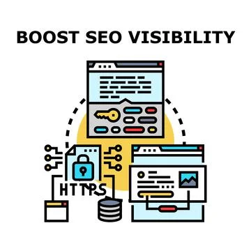 Boosting seo visibility process for online business success Illustrazione stock