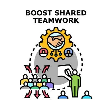Boosting shared teamwork, collaboration, and collective success Stock Illustration