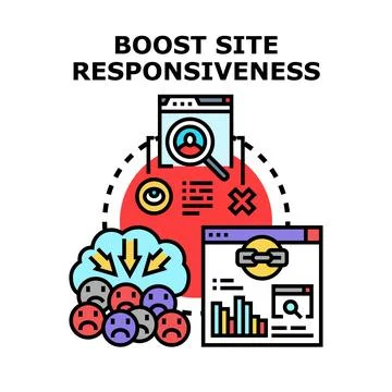 Boosting site responsiveness improving user experience concept Stock Illustration