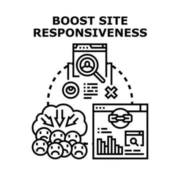Boosting site responsiveness improving user experience concept Stock Illustration