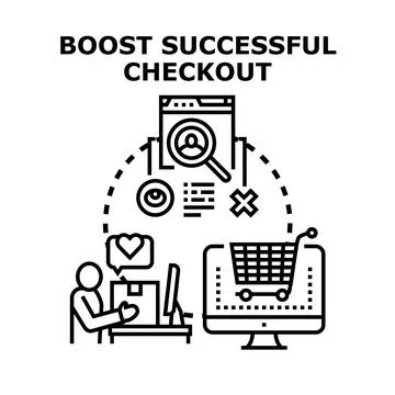 Boosting successful online checkout process and digital commerce Stock Illustration