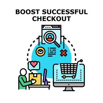 Boosting successful online checkout process and digital commerce Stock Illustration