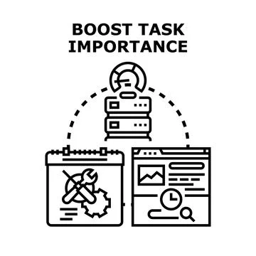 Boosting task importance concept with management system Stock Illustration