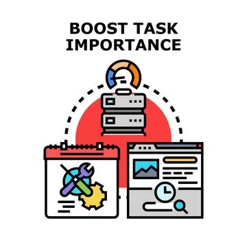 Boosting task importance concept with management system Stock Illustration