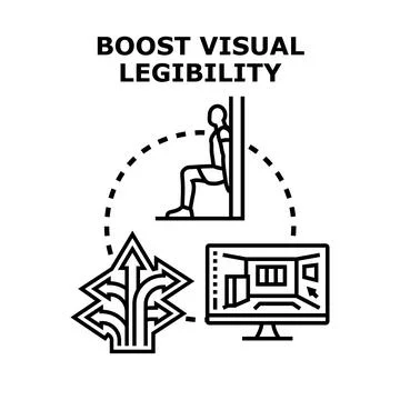 Boosting visual legibility concept with digital display and arrows Stock Illustration