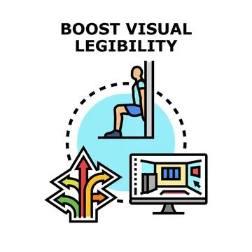 Boosting visual legibility concept with digital display and arrows Stock Illustration