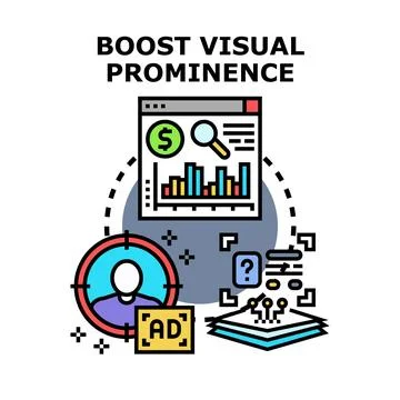 Boosting visual prominence marketing strategy concept Stock Illustration