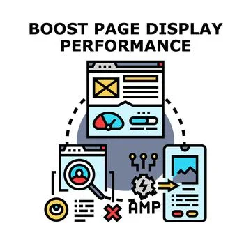 Boosting web page display performance concept icon Stock Illustration