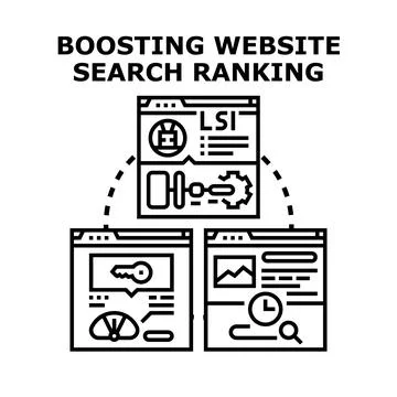 Boosting website search ranking searching optimization strategy Stock Illustration