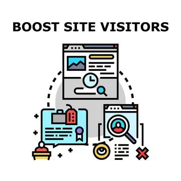 Boosting website visitors strategy for digital marketing Stock Illustration