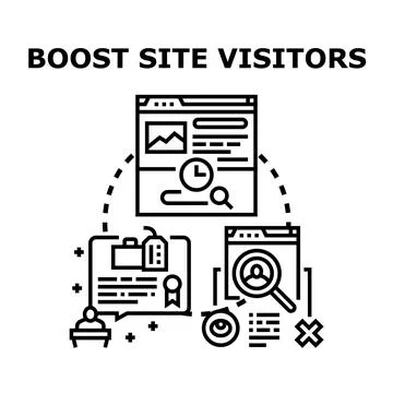 Boosting website visitors strategy for digital marketing Stock Illustration
