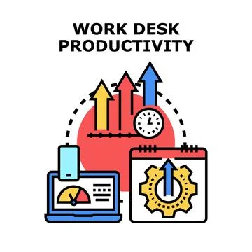Boosting work desk productivity and business efficiency concept Stock Illustration