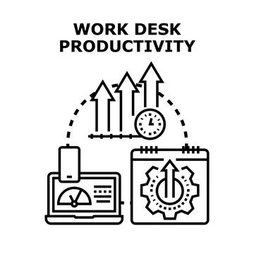 Boosting work desk productivity and business efficiency concept Ilustración de archivo