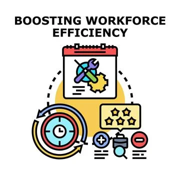 Boosting workforce efficiency and productivity improvement concept Stock Illustration