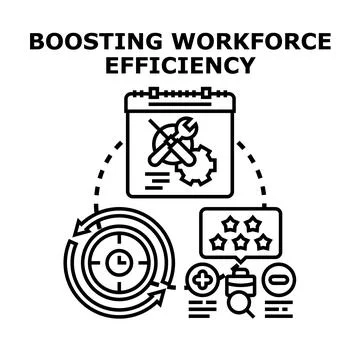 Boosting workforce efficiency and productivity improvement concept Stock Illustration