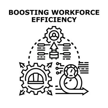 Boosting workforce efficiency managing business development strategy Stock Illustration
