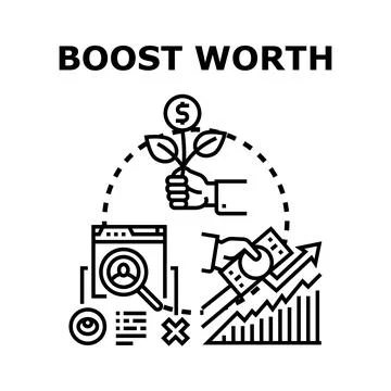 Boosting worth concept for financial and personal growth Stock Illustration