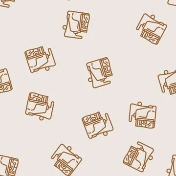 Boot bag snowboard line vector seamless pattern Stock Illustration