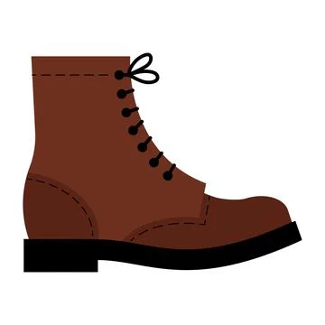 Boot. Brown leather boot with lacing. Vector illustration. Stock Illustration