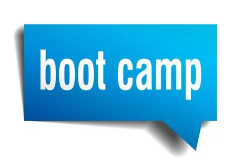 Boot camp blue 3d speech bubble Stock Illustration