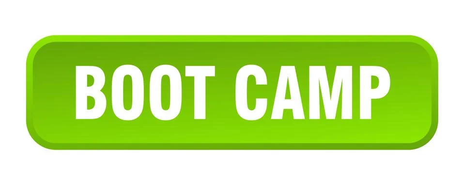 Boot camp button. boot camp square 3d push button Stock Illustration
