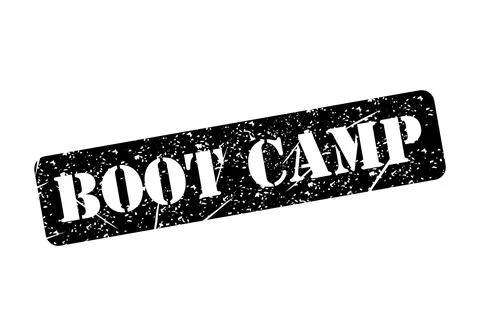 Boot camp stamp symbol, label sticker sign button, text banner vector illustr Stock Illustration