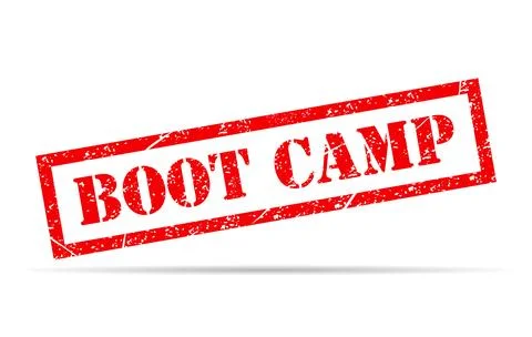 Boot camp stamp symbol shadow, label sticker sign button, text banner vector 库存插图