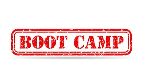 Boot camp stamp symbol shadow, label sticker sign button, text banner vector Stock-Illustration