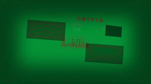 On boot CRYPTO animating bars rising wave tracing red or blue wash showing Stock Footage 333972086