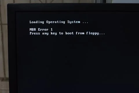 Boot Error message on PC screen Stock Photos